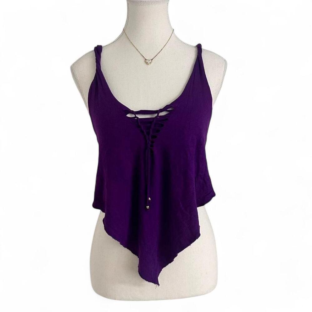 Purple grunge alt Y2K open back draped tank top Womens size small